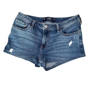 Hollister Micro Shorts Womens Size 9 Low Rise Upcycled Medium Wash Distressed